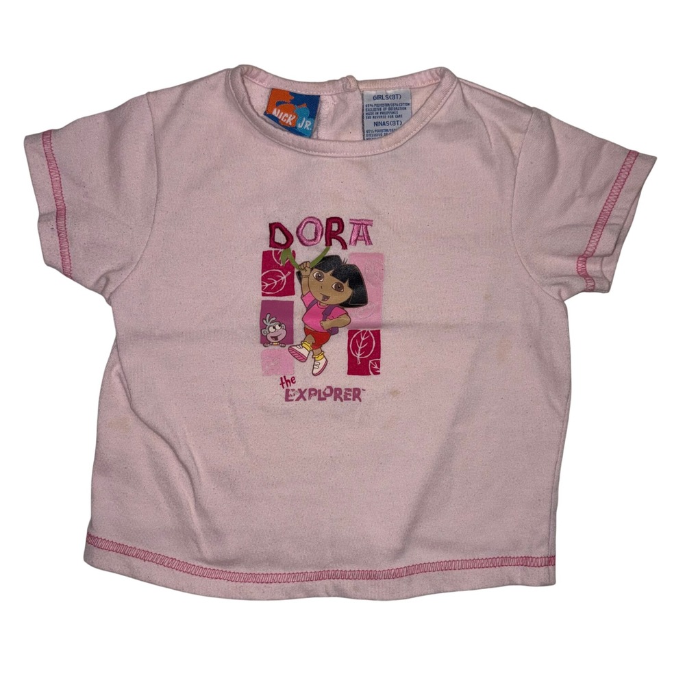 Vintage Nick Jr Dora the Explorer Pink Graphic T-Shirt Girls 3T Y2K 2000s